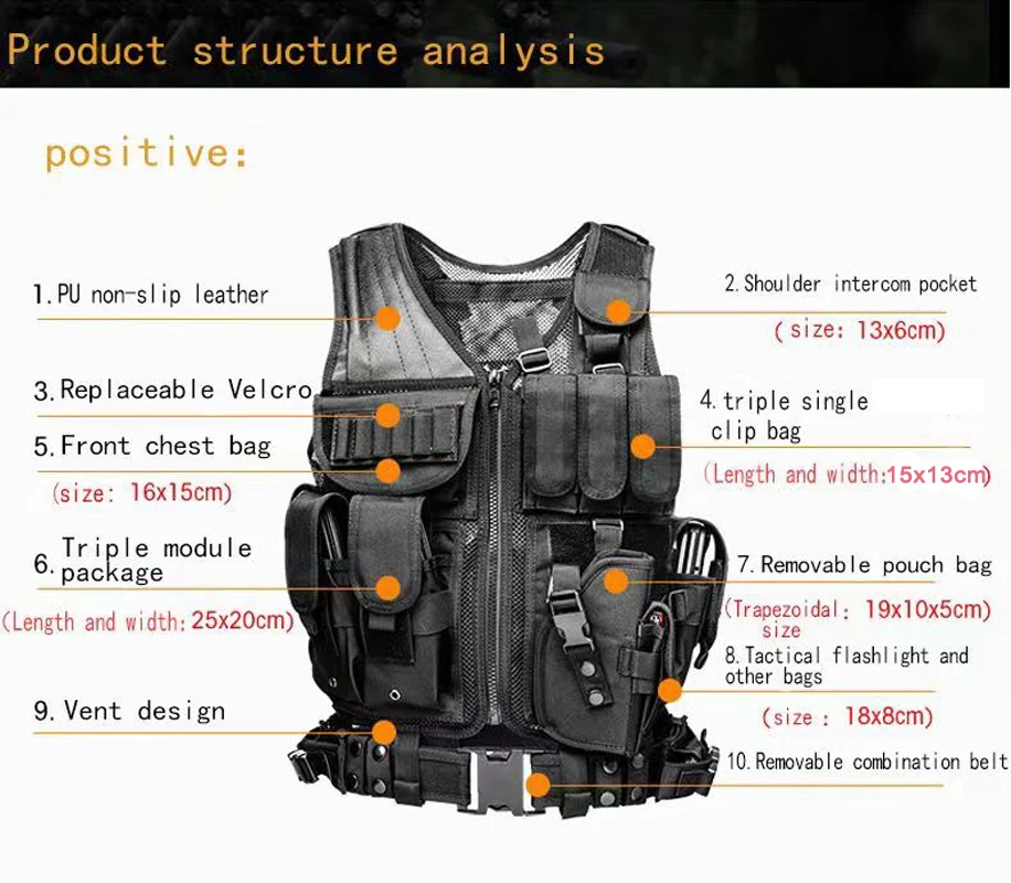 조정 가능한 몰리 전술 조끼 전투 방탄복 조끼 경비원  - Outdoor Hunting Vest 리뷰 및 가격