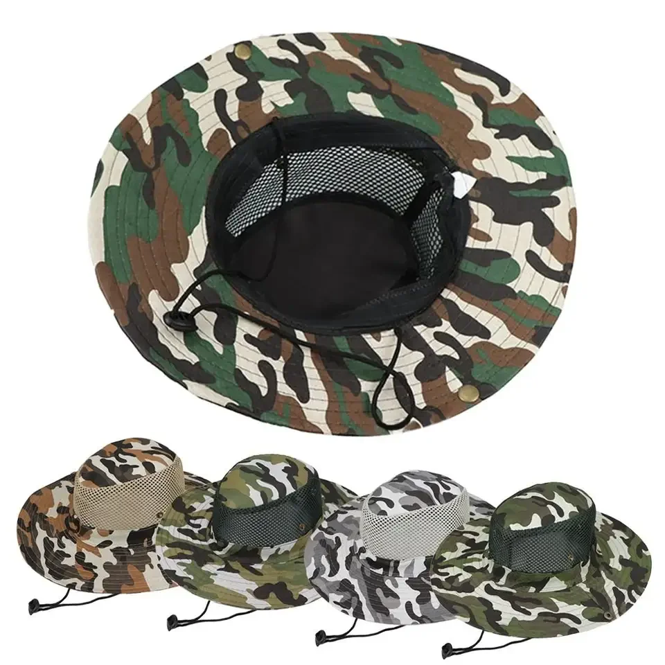 위장 메쉬 양동이 모자 와이드 브림 비치 모자 자외선  - Mens Outdoor Hunting Hats 리뷰 및 가격