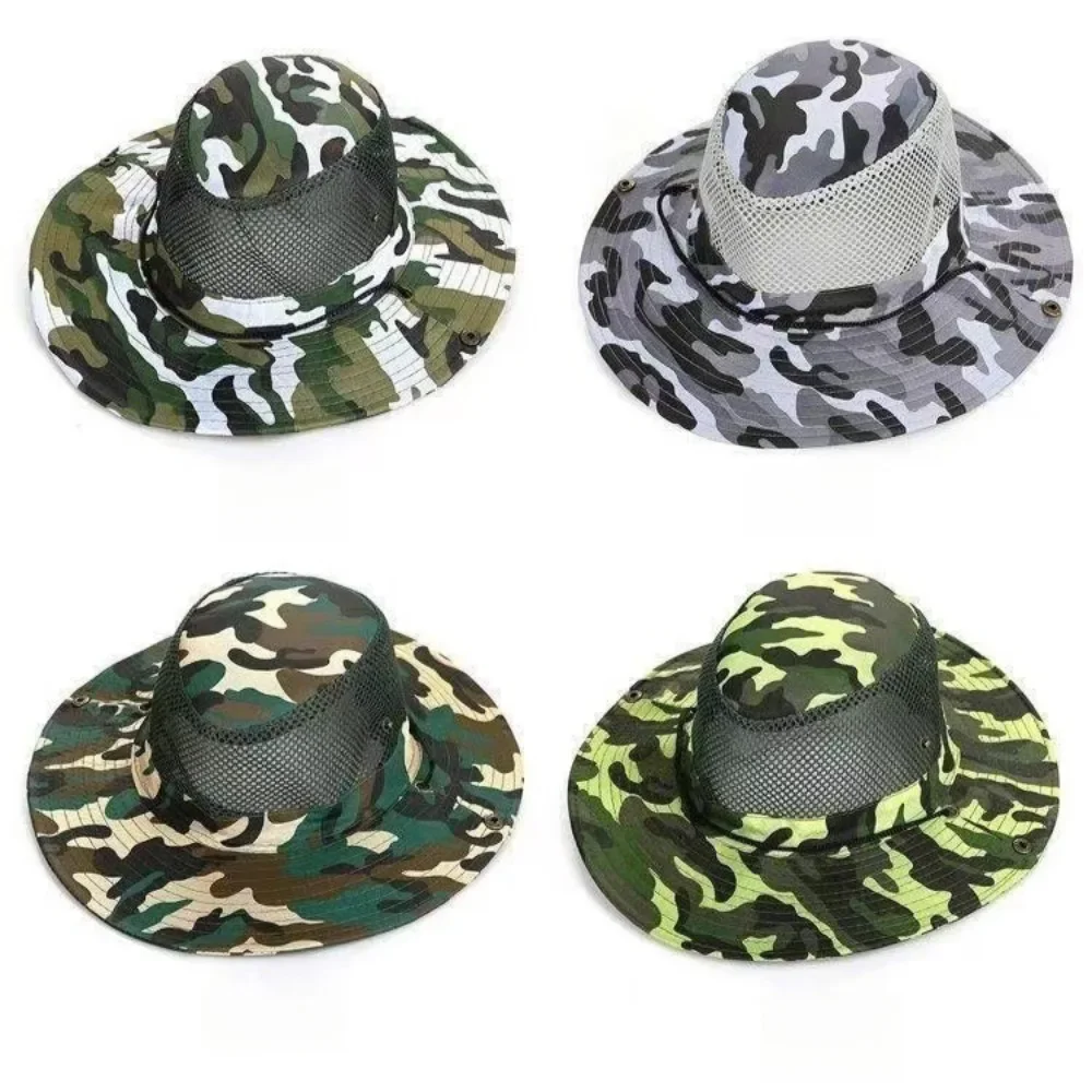 위장 메쉬 양동이 모자 와이드 브림 비치 모자 자외선  - Mens Outdoor Hunting Hats 리뷰 및 가격